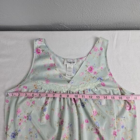 Vanity Fair Light Green Pink Floral Chemise Short Nightgown Dress Small Feminine - Picture 3 of 6